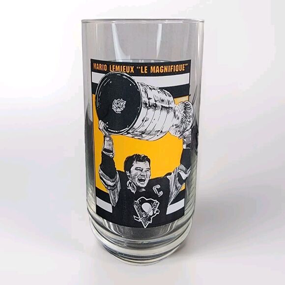 Eat 'n Park MARIO LEMIEUX No 66 PITTSBURGH PENGUINS '91 Stanley Cup Champs Glass - Picture 1 of 5